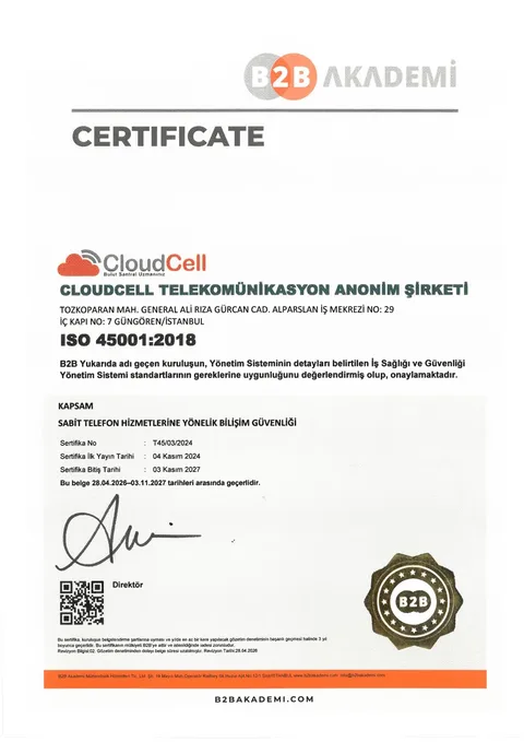 ISO 45001 belgesi ön izlemesi
